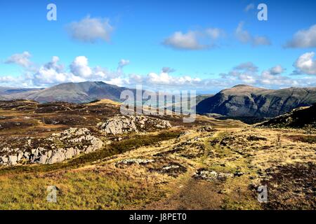 Blencathra and Clough Head from High Seat Stock Photo