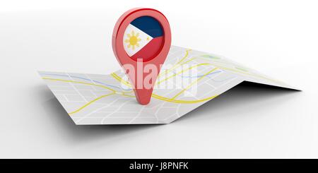 Philippines map pointer isolated on white background. 3d illustration Stock Photo