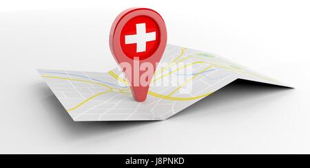 Switzerland map pointer isolated on white background. 3d illustration Stock Photo