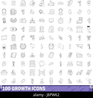 100 achievement icons set. Outline illustration of 100 achievement ...