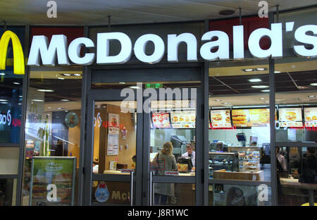 McDonalds Fast Food Outlet in a Sofia Metro Station Stock Photo