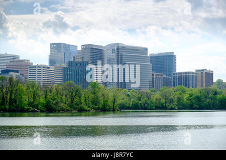 View from Georgetown over the Potomac river to Rosslyn, Arlington, Virginia, USA Stock Photo