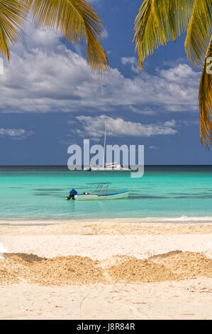 White beach on Saona in Dominikan Republic. Stock Photo