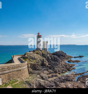 Petit Minou Lighthouse. Plougonvelin, Brittany, France, Europe Stock Photo