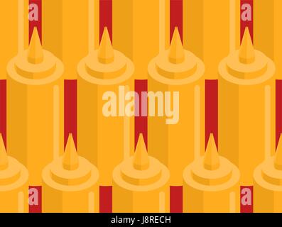 Mustard bottle fastfood seamless pattern. Fast food seasoning background. Food Ornament Stock Vector