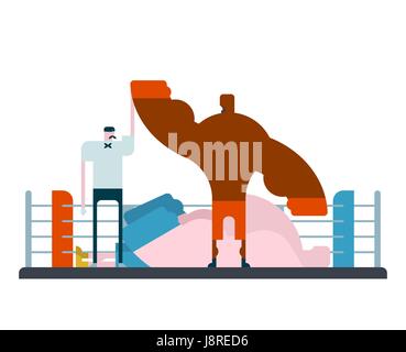 Boxer is winner referee hand up his hand to champion. Knockout Competitions in boxing. Sports Tournament Stock Vector