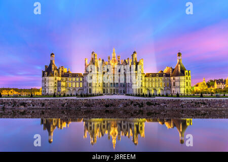 Chateau de Chambord, the largest castle in the Loire Valley - France Stock Photo
