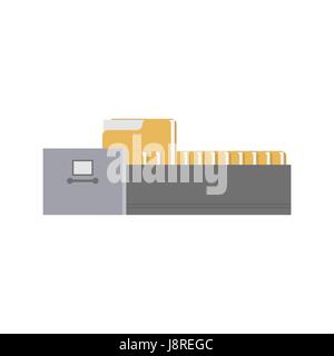 File Cabinet Drawer. Card index Iron box for documents. Office furniture Stock Vector