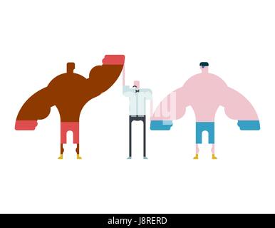Boxer is winner referee up his hand to champion. Competitions in boxing. Sports Tournament Stock Vector