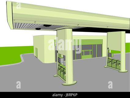 gas station isolated on a white background Stock Vector