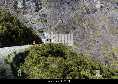 road to Homer Tunnel Fiordland Milford Sound New Zealand Stock Photo