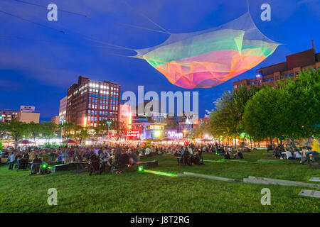 Montreal, CA - 27 May 2017: Jardins Gamelin at Emilie Gamelin Square Stock Photo