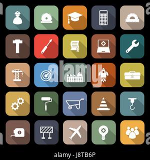 Engineering flat icons with long shadow, stock vector Stock Vector