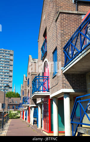 Shadwell Basin Riverside Apartments in Docklands, Wapping, East London, England, UK Stock Photo