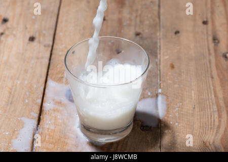Milk. Image of Milk  fall into glass. Stock Photo
