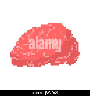 Brain pixel art 8 bit. Brains pixelated. vector illustration Stock ...