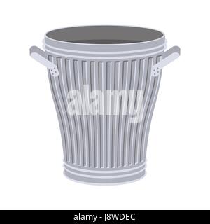 Trash can open isolated. Wheelie bin on white background. Dumpster iron Stock Vector