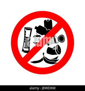 Stop littering. Ban garbage. It is forbidden to litter. red circle road sign. Stock Vector