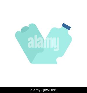 Plastic bottle crushed garbage isolated. rubbish on white background Stock Vector