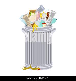 Overflowing and empty garbage bin container Vector Image