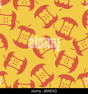 Apple core seamless pattern.  Fruit trash ornament. Rubbish background. garbage texture Stock Vector