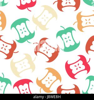 Apple core seamless pattern.  Fruit trash ornament. Rubbish background. garbage texture Stock Vector