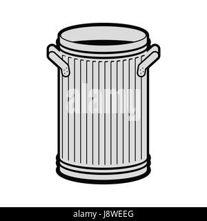Trash can open isolated. Wheelie bin on white background. Dumpster iron. Stock Vector