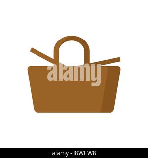 Picnic Basket isolated. wicker basket on white background Stock Vector