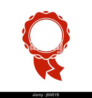 Quality sign template. Red ribbon symbol. Rubber Seal Stock Vector
