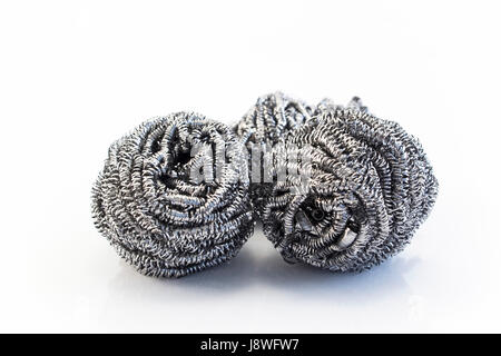 Metal Sponge for Washing Dishes, Isolated on White. Stock Photo