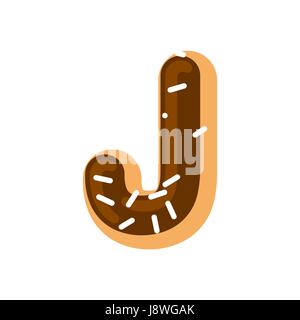 Letter J donut font. Doughnut alphabet. Sweet lettering. candy ABC sign Stock Vector