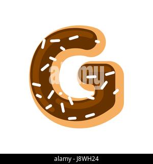 Letter G donut font. Doughnut alphabet. Sweet lettering. candy ABC sign Stock Vector