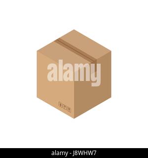 Cardboard box closed isolated. Containers for Moving Stock Vector
