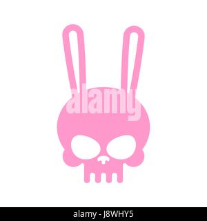 Rabbit skull isolated. Pink hare skeleton head Stock Vector