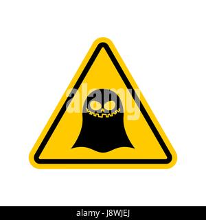 Attention ghost. Dangers of yellow road sign. spook Caution Stock Vector