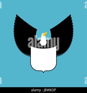Bald eagle and shield. big strong bird Emblem Stock Vector