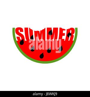 Watermelon Summer emblem. Piece of red fruit logo Stock Vector