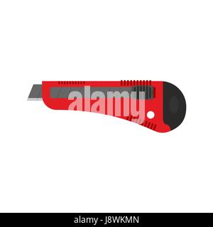 Stationery knife isolated. Office paper cutter on white background Stock Vector