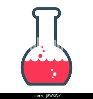 Laboratory flask chemical liquid. Glass vessel for lab science reagents Stock Vector