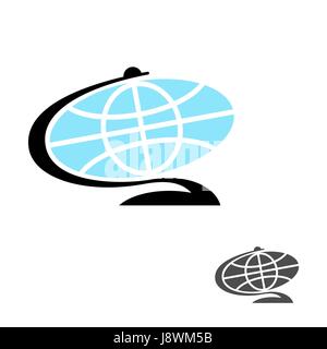 Globe Flat icon. Earth ball character. Planet earth sign Stock Vector