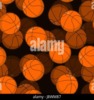 Basketball 3D seamless pattern. Sports accessory ornament. Basketball volume background. Orange spherical. Texture for sports team game with ball Stock Vector
