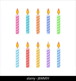candles for birthday cake isometric style. Accessory for festive feast Stock Vector