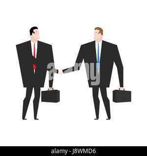Transaction business. Managers shaking hands. Handshake office workers. Agreement between directors. Man in business suit and briefcase Stock Vector