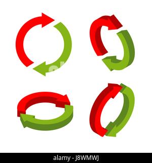 Sign exchange isometric. swap green and red arrows. metathesis icon. Interchange symbol Stock Vector