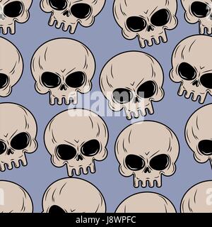 Skull seamless background. Many skulls pattern. Ornament head skeleton. Background for Halloween. Stock Vector