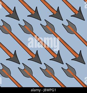 arrow archery seamless pattern. Lot of wooden arrows. Cupids bow arrow for ornament. Stock Vector