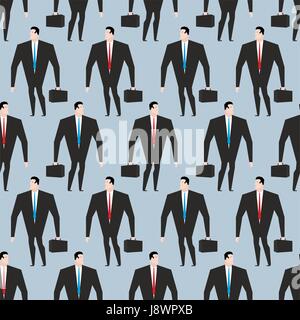 Businessman seamless pattern. Manager in suit and with briefcase texture. Background of  people. Mob office people Stock Vector