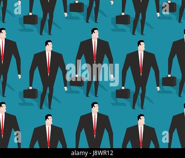 Businessman at work seamless pattern. Manager Casey ornament. Man in black suit background Stock Vector