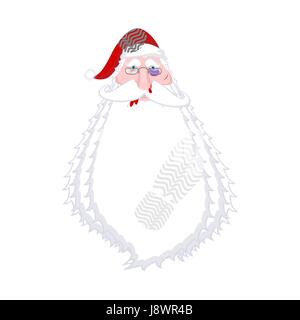 Santa Claus beaten portrait. Christmas fight. Broken glasses and black eye.  Bruises and abrasions. Stock Vector