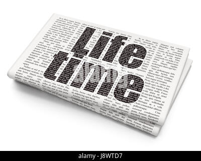 Timeline concept: Life Time on Newspaper background Stock Photo